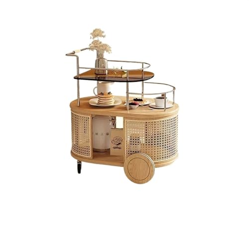 ZZlei2yu-12 Beistelltisch Einfache Haushaltsecke Mehrere, Wohnzimmer Glas Kreative Seite Mehrere, Kleine Wohnung Beweglicher Trolley Speisewagen Wohnzimmertisch Tisch(Beige) von ZZlei2yu-12