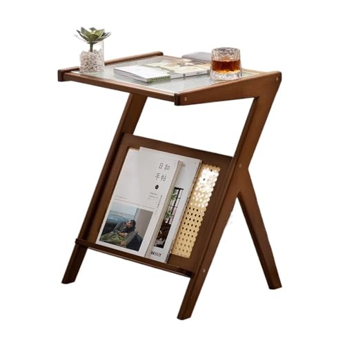 ZZlei2yu-12 Beistelltisch Kleiner Couchtisch mit Aufbewahrung, Mobile Teestation for Wohnzimmer, modernes und minimalistisches Design for Teeservice und Servieren Wohnzimmertisch Tisch(Bruin,55cm) von ZZlei2yu-12