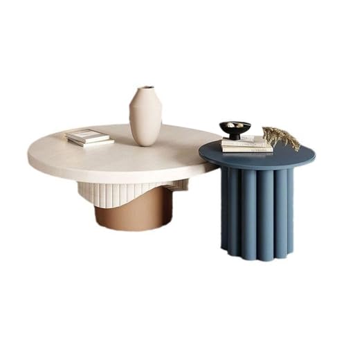ZZlei2yu-12 Beistelltisch Kreativer runder Couchtisch aus Massivholz, moderner minimalistischer Teetisch, leichtes Luxusdesign for das Wohnzimmer Wohnzimmertisch Tisch(Blue) von ZZlei2yu-12