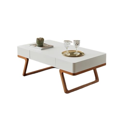 ZZlei2yu-12 Beistelltisch Moderner minimalistischer rechteckiger Couchtisch, Weißeichen-Finish, Matte Textur, Couchtisch mit Stauraum und elegantem Design Wohnzimmertisch Tisch(120cm) von ZZlei2yu-12