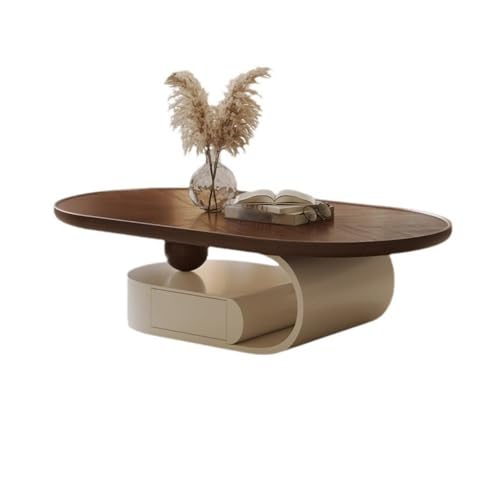 ZZlei2yu-12 Beistelltisch Ovaler Couchtisch mit Walnussholzmaserung, modernes minimalistisches Design for das Wohnzimmer, luxuriöse Wohnmöbel Wohnzimmertisch Tisch(130cm) von ZZlei2yu-12