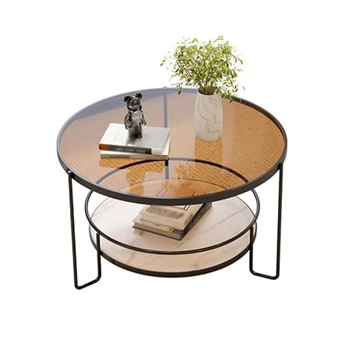 ZZlei2yu-12 Beistelltisch Runder Couchtisch mit geripptem gehärtetem Glas. Minimalistischer Minitisch for kleine Wohnzimmer, platzsparendes modernes Design Wohnzimmertisch Tisch(Schwarz,60cm) von ZZlei2yu-12