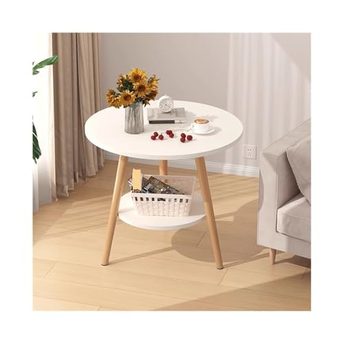 ZZlei2yu-12 Beistelltisch Sofa Beistelltisch Holz Rund for Lounge Empfang Balkon Lässiger Esstisch Wohnzimmertisch Tisch(Weiß,Klein) von ZZlei2yu-12