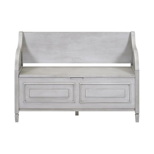 ZZlei2yu-12 Bettbank Aufbewahrungsbank for den Eingangsbereich aus Massivholz mit Sicherheitsscharnier. Multifunktionaler Schuhhocker mit abnehmbarem Polsterkissen Sitzbank(Grigio) von ZZlei2yu-12