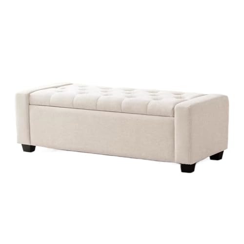 ZZlei2yu-12 Bettbank Bett-Endhocker, Leichter Luxus-Haushalts-Ankleidehocker, Ruhebank, Aufbewahrungsschuhhocker, Sofahocker for Wohnzimmer und Schlafzimmer Sitzbank(Beige White,Klein) von ZZlei2yu-12