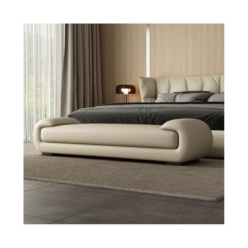 ZZlei2yu-12 Bettbank Bett-Endhocker, Schlafzimmer, Langer Sofahocker, Hauptwohnzimmerbett, Nachttischhocker, Schuhbank, Bett-Endsofahocker Sitzbank(Off-White,Mittel) von ZZlei2yu-12