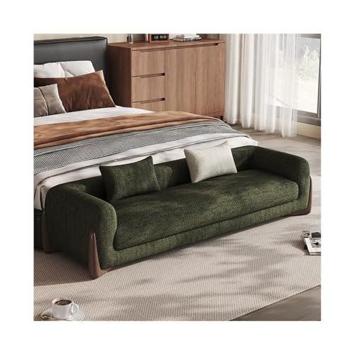 ZZlei2yu-12 Bettbank Bett-Endhocker, Schlafzimmer-Designer-Nachttischhocker, modernes, einfaches Apartment, Homestay, gerade Reihe, kleines Sofa Sitzbank(Dark Green,Groß) von ZZlei2yu-12