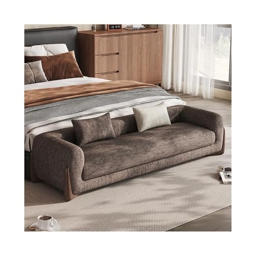 ZZlei2yu-12 Bettbank Bett-Endhocker, Schlafzimmer-Designer-Nachttischhocker, modernes, einfaches Apartment, Homestay, gerade Reihe, kleines Sofa Sitzbank(Light Brown,Klein) von ZZlei2yu-12