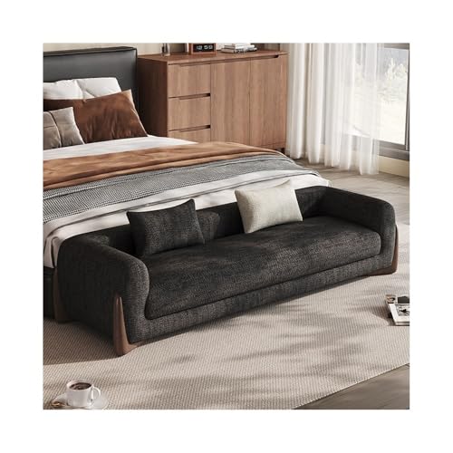 ZZlei2yu-12 Bettbank Bett-Endhocker, Schlafzimmer-Designer-Nachttischhocker, modernes, einfaches Apartment, Homestay, gerade Reihe, kleines Sofa Sitzbank(Schwarz,Groß) von ZZlei2yu-12