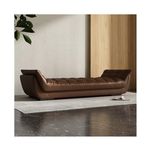 ZZlei2yu-12 Bettbank Bett-Endhocker Schlafzimmer-Sofa Wohnzimmer Nachttisch Langer Hocker Master-Schlafsofa High-End-Ledersofa Sitzbank(Bruin,Groß) von ZZlei2yu-12