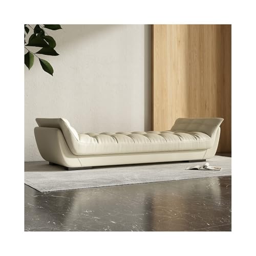 ZZlei2yu-12 Bettbank Bett-Endhocker Schlafzimmer-Sofa Wohnzimmer Nachttisch Langer Hocker Master-Schlafsofa High-End-Ledersofa Sitzbank(Off-White,Groß) von ZZlei2yu-12