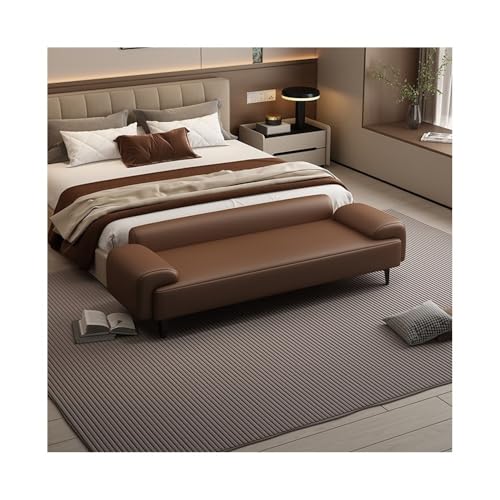 ZZlei2yu-12 Bettbank Betthocker for Schlafzimmer, Nachttischhocker, Hotelsofa, Leichter, luxuriöser High-End-Langhocker, Schuhwechselhocker Sitzbank(Bruin,Mittel) von ZZlei2yu-12