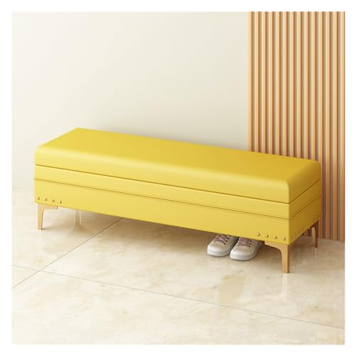ZZlei2yu-12 Bettbank Gepolsterte Aufbewahrungsbank mit Nagelkopfbesatz | Ottomane mit Stauraum for Wohnzimmer und Schlafzimmer | Dekorative Wohnmöbel Sitzbank(Yellow,80 * 40 * 40cm) von ZZlei2yu-12