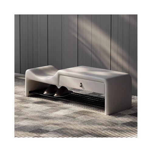 ZZlei2yu-12 Bettbank Italienische einfache Eingangsschuhbank Eingangsbereich Eltern-Kind-Aufbewahrungsschublade Edelstahl-Schuhregalhöhe Sitzbank(Light Gray,Klein) von ZZlei2yu-12