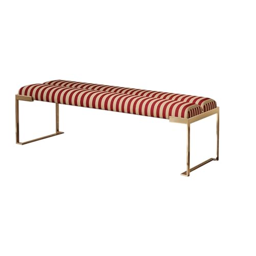 ZZlei2yu-12 Bettbank Nachttischhocker for Schlafzimmer und Wohnzimmer, Moderne Wohnzimmerbank, Einstiegsschuhbank aus Edelstahl, kreative gestreifte Schuhbank Sitzbank(Red,140 * 45 * 45cm) von ZZlei2yu-12