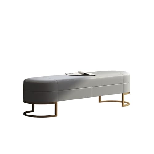 ZZlei2yu-12 Bettbank Ottomane mit Stauraum for Schlafzimmer, Ottomane aus echtem Leder mit Stauraum, Stauraumbank for Schlafzimmer, Wohnzimmer und Flur Sitzbank(Grijs,130 * 40 * 45cm) von ZZlei2yu-12