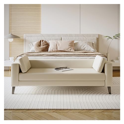 ZZlei2yu-12 Bettbank Stoff-Schlafzimmerbank for das Ende des Bettes, Moderne gepolsterte Ottoman-Bank, Lange Eingangsbank for Badezimmer, Wohnzimmer, Foyer, Innenbereich Sitzbank(Beige) von ZZlei2yu-12