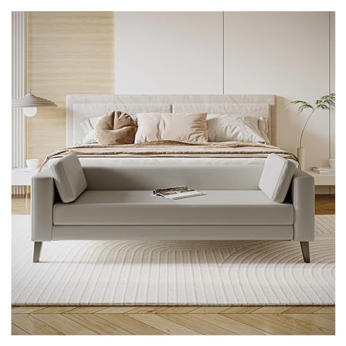 ZZlei2yu-12 Bettbank Stoff-Schlafzimmerbank for das Ende des Bettes, Moderne gepolsterte Ottoman-Bank, Lange Eingangsbank for Badezimmer, Wohnzimmer, Foyer, Innenbereich Sitzbank(Grigio) von ZZlei2yu-12