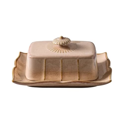ZZlei2yu-12 Butterdose Keramik-Butterdose, Dessert-/Kuchenteller, geeignet for Haushaltsgeschirr Butter Behälter(Bruin) von ZZlei2yu-12