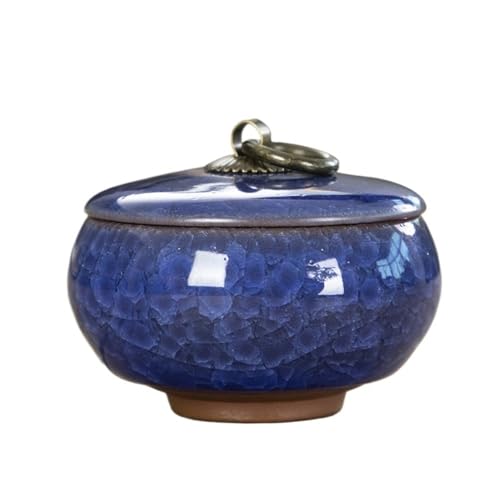 ZZlei2yu-12 Butterdose Kreative Crack Keramik Mini Teedose Haushalt Tragbares Vorratsglas mit Deckel Kosmetik Schmuck Aufbewahrungsbox Geschenk Home Decoration Butter Behälter(Blue) von ZZlei2yu-12