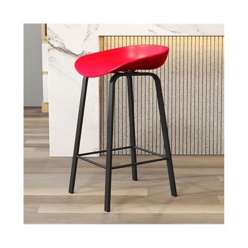 ZZlei2yu-12 Einfache Montage Barhocker Rot Sitz Holz Haushalt Restaurant Bar Insel Eisen Hochstuhl(Mittel) von ZZlei2yu-12