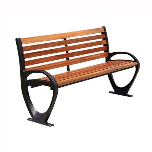 ZZlei2yu-12 Gartenbank für Garten Brown Park Outdoor Bank Aluminium Beine Holz Sitz Plank Stuhl Ruhende Rückenlehne Bank Gartenmöbel Bänke von ZZlei2yu-12