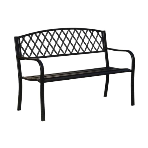 ZZlei2yu-12 Gartenbank für Garten Eisenbank for den Außenbereich, Balkonterrasse mit DREI Bänken, for die Gartenveranda (130 cm) Gartenmöbel Bänke von ZZlei2yu-12