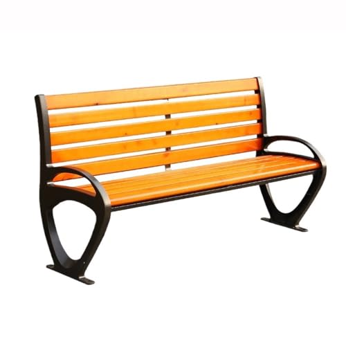 ZZlei2yu-12 Gartenbank für Garten Park Outdoor Bank Aluminium Stuhl Beine Holz Sitz Bank Doppel Rest Rückenlehne Bank Gartenmöbel Bänke von ZZlei2yu-12