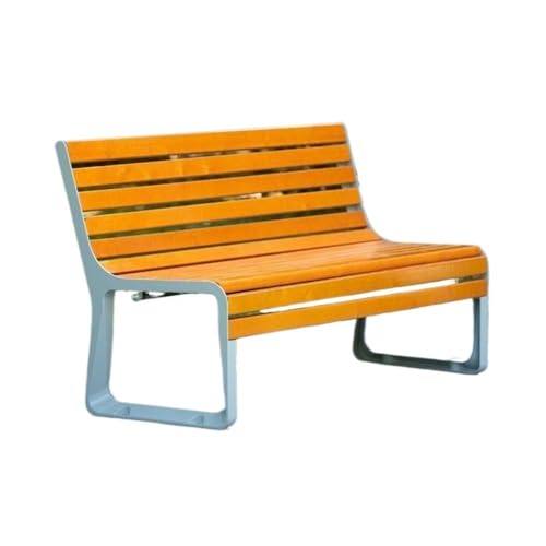 ZZlei2yu-12 Gartenbank für Garten Parkstuhl mit Rückenlehne Outdoor Bank Aluminiumrahmen Holzsitzplatte Ruhebereich Gartenmöbel Bänke(Mittel) von ZZlei2yu-12