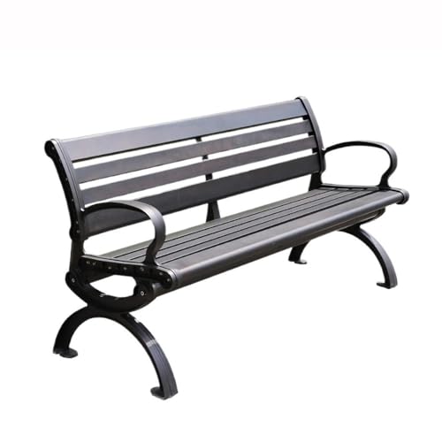ZZlei2yu-12 Gartenbank für Garten Schwarze Retro-Aluminium-Freizeit-Mehrpersonen-Außenbank Parkbank 1,5/1,8 m Gartenmöbel Bänke(Mittel) von ZZlei2yu-12