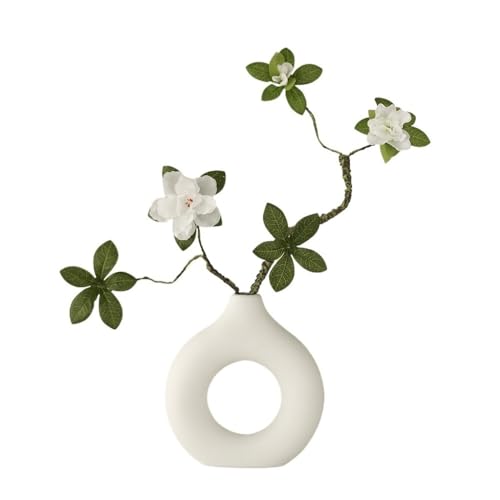 ZZlei2yu-12 Hochzeitsdekoration Azalee Simulation Blume Weiß Keramik Vase Wohnzimmer Büro Dekoration Anordnung(Mittel) von ZZlei2yu-12