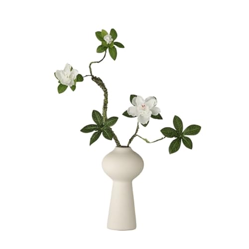 ZZlei2yu-12 Hochzeitsdekoration Wohnzimmer Dekoration Simulation Azalee Gefälschte Blume Anordnung Keramik Weiß Vase von ZZlei2yu-12