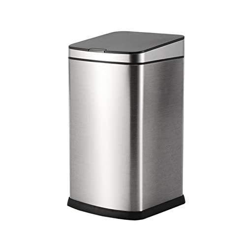 ZZlei2yu-12 Mülleimer 12l/15L Intelligente Induktion Mülltonnen Küche Haushalt Große Mülltonnen Mit Abdeckung Große Kapazität Elektrische Müll Korb Abfallsammler(Silver,15L) von ZZlei2yu-12