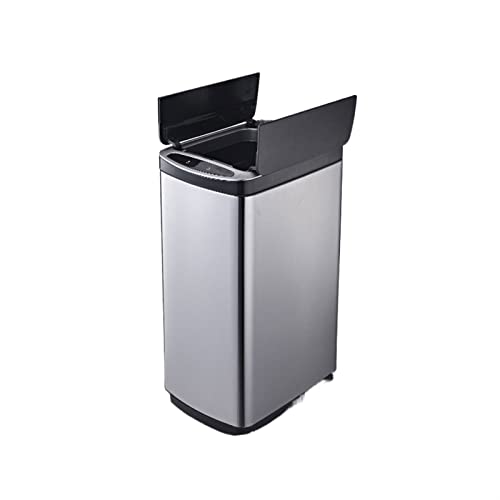 ZZlei2yu-12 Mülleimer 20L/30L intelligente Induktion Mülltonnen Küche Haushalt große Mülltonnen mit Deckel große Kapazität elektrische Mülltonne Abfallsammler(Silver,20L) von ZZlei2yu-12