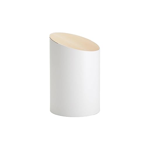 ZZlei2yu-12 Mülleimer 5l/8l Flip-Top-Mülleimer, Haushalt, Wohnzimmer, zylindrischer gepresster Abfallkorb, Büro, Schlafzimmer, Papierkorb Abfallsammler(Weiß,Groß) von ZZlei2yu-12