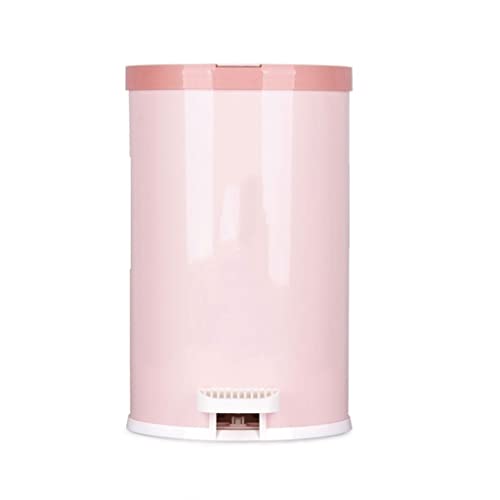 ZZlei2yu-12 Mülleimer 6l/9l Silent Foot Pedal Mülltonne Haushalt Wohnzimmer Badezimmer Küche Große überdachte Mülltonne Büro Kunststoff Hygiene Eimer Abfallsammler(Pink,6l) von ZZlei2yu-12