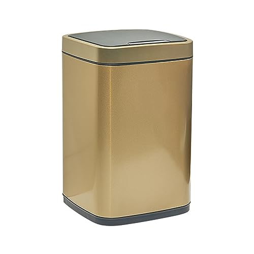 ZZlei2yu-12 Mülleimer 9l/12l Sensor Mülleimer Haushalt großer Mülleimer Wohnzimmer Küche Schlafzimmer intelligenter Edelstahl Mülleimer mit Deckel Abfallsammler(Gold,12l) von ZZlei2yu-12
