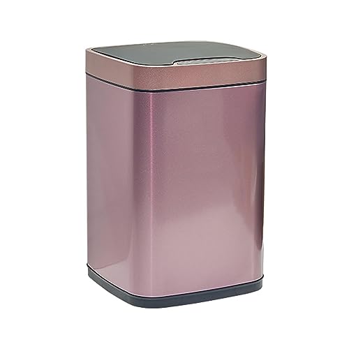 ZZlei2yu-12 Mülleimer 9l/12l Sensor Mülleimer Haushalt großer Mülleimer Wohnzimmer Küche Schlafzimmer intelligenter Edelstahl Mülleimer mit Deckel Abfallsammler(Pink,12l) von ZZlei2yu-12