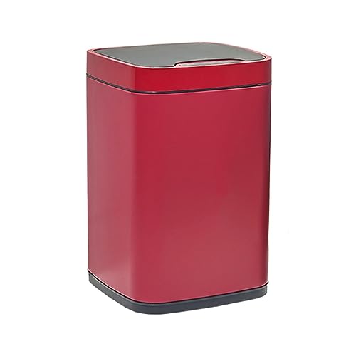 ZZlei2yu-12 Mülleimer 9l/12l Sensor Mülleimer Haushalt großer Mülleimer Wohnzimmer Küche Schlafzimmer intelligenter Edelstahl Mülleimer mit Deckel Abfallsammler(Red,12l) von ZZlei2yu-12