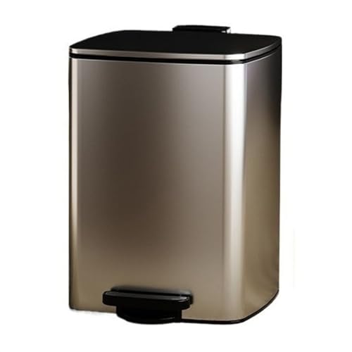ZZlei2yu-12 Mülleimer Freihändiger quadratischer Mülleimer, verdickter Edelstahl-Treppenmülleimer mit Inneneimer und Soft-Close-Deckel for Küche, Bad, Wohnzimmer Abfallsammler(Silver,15L) von ZZlei2yu-12