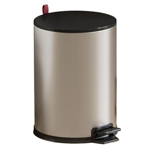 ZZlei2yu-12 Mülleimer Runder Mülleimer aus Edelstahl mit Deckel mit sanftem Schließmechanismus, Fußpedal und herausnehmbarem Inneneimer, 8/10/15 Liter Abfallsammler(Silver,M) von ZZlei2yu-12