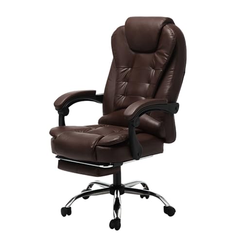 ZZlei2yu-12 PC Stuhl Chefsessel Bürostuhl aus PU-Leder Bequemer weicher Business-Bürostuhl Verstellbarer Computerstuhl Home-Office-Stuhl Gaming Chair(Dark Brown) von ZZlei2yu-12