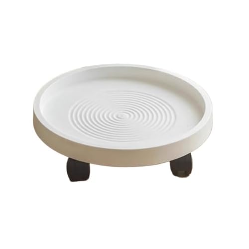 ZZlei2yu-12 Sockel für Skulpturen Runde Blumentopf Basen auf Rädern Rolling Bonsai Rack Blumentopf Trolley Hause Dekoration Sockel(Weiß,Groß) von ZZlei2yu-12