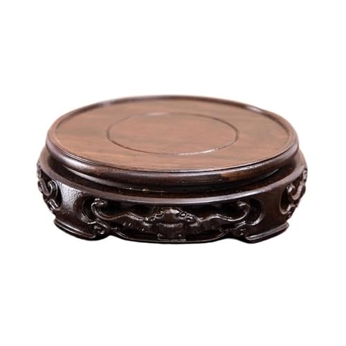 ZZlei2yu-12 Sockel für Skulpturen Runde Ebenholzschnitzerei Bonsai-Basis-Ornament, Blumentopf-Teekannen-Displayhalter Sockel(Klein) von ZZlei2yu-12