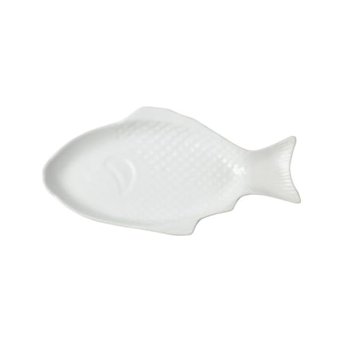 ZZlei2yu-12 Teller Set Unregelmäßige Fisch Form Keramik Platte Rechteckige Gedämpfte Fisch Platte Keramik Teller Familie Speiseteller for Hotel Restaurant Frühstücksteller(Weiß) von ZZlei2yu-12