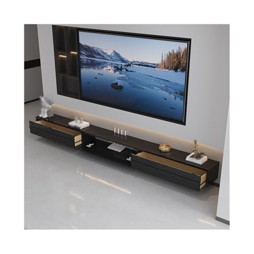 ZZlei2yu-12 Wandmontierte TV Schwebender TV-Ständer, an der Wand montierte TV-Regale mit Tür, TV-Medienkonsole, schwebender TV-Schrank Schwebender TV-Ständer(Schwarz,200x24x20cm) von ZZlei2yu-12