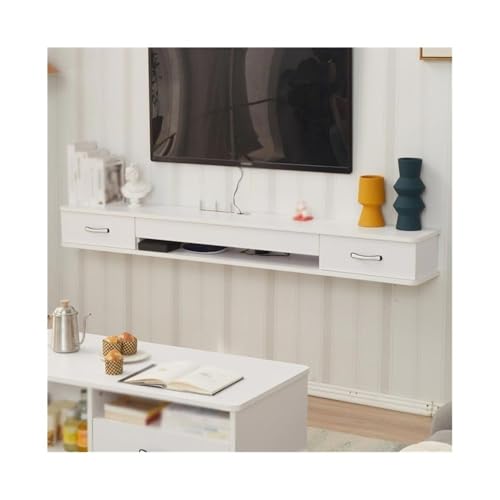 ZZlei2yu-12 Wandmontierte TV Schwebendes TV-Regal, wandmontierter TV-Schrank, Schwebende Regale mit Schublade, Entertainment-Medienkonsole Schwebender TV-Ständer(Weiß) von ZZlei2yu-12