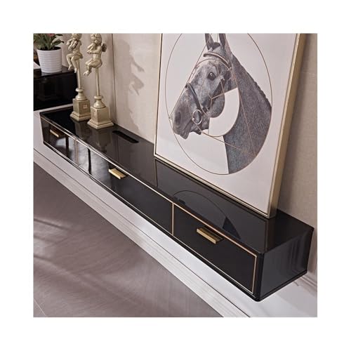 ZZlei2yu-12 Wandmontierte TV Wandmontierter TV-Schrank mit wandmontiertem Set-Top-Box-Regal for Aufhängen in Schlafzimmern und Wohnzimmern Schwebender TV-Ständer(Schwarz,Mittel) von ZZlei2yu-12