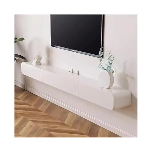 ZZlei2yu-12 Wandmontierte TV Weißer TV-Wandschrank - Schwebender TV-Ständer mit Tür for das Wohnzimmer Schwebender TV-Ständer(Weiß,Groß) von ZZlei2yu-12