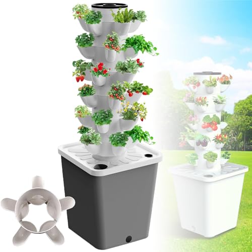 Hydrokultur-Anbausystem, Turm-Gartenpflanzer, 25/30-Pflanzen-Hydrokultur-Anbausystem, Mit Feuchtigkeitspumpe + 10-Liter-Wassertank, Werkzeug FüR Den GemüSeanbau Zu Hause/In Der Schule,30Holes von ZZwansuGE